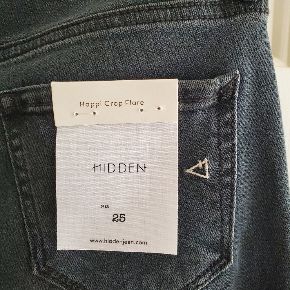 NWT HIDDEN [HAPPI] BLACK CROPPED FLARE Size 25 Button Fly - Picture 7 of 9